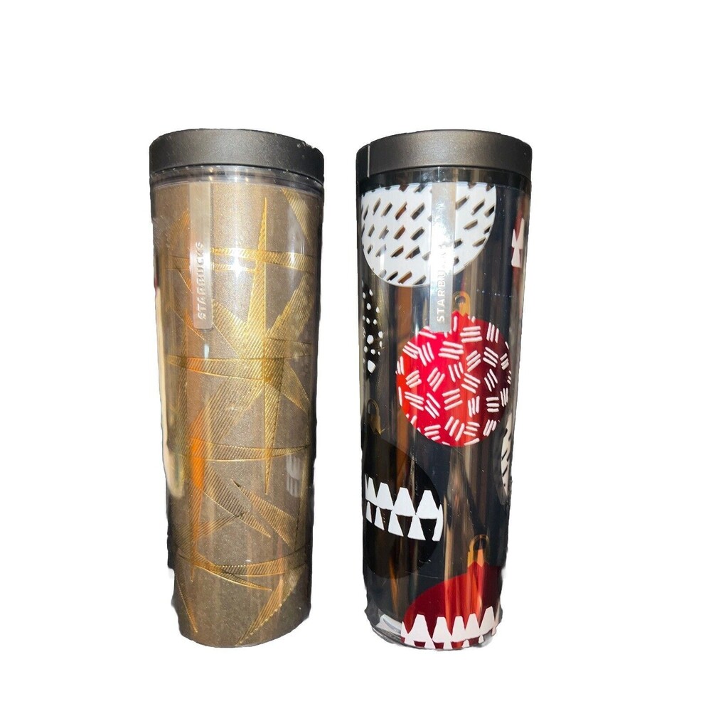 Starbucks 2013 Holiday Ornament & Gold Star Travel Mugs Tumblers Winter Lot Of 2